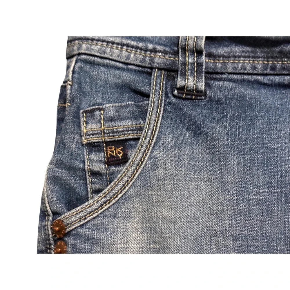 DKNY Jeans Womens Blue Denim Bermuda Shorts‎ Low Rise Medium Wash Embroidered 12